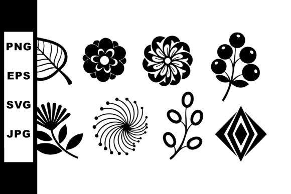 Black and White Decorative Floral and Leaf: A Timeless Design Asset