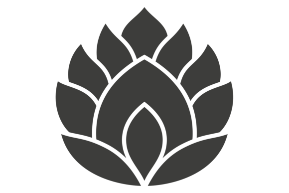 Blooming Lotus Black Icon: Decorative Fl for Bold Design