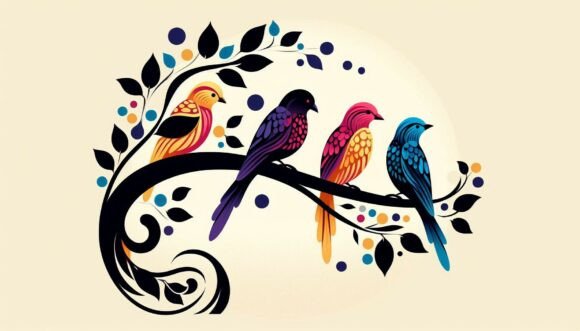Decorative Branch Birds: Nature-Inspired Digital Art for Modern Creators