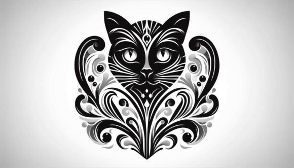 Decorative Feline Spirit: A Design Asset for Creative Projects