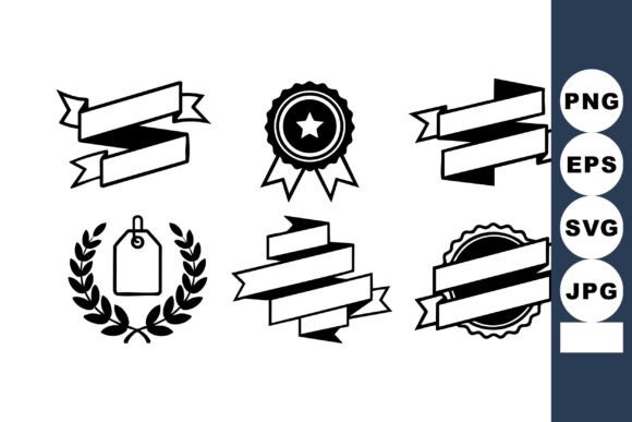 Decorative Ribbon Banners and Badge Elem: Essential Silhouettes for Brand Identity