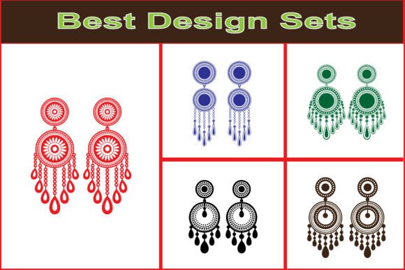 Decorative Round Earrings Line Art Set: Your Go-To Vector Toolkit