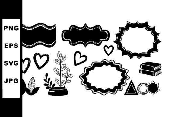 Decorative Vintage Frames Hearts Leaves: Classic Elegance