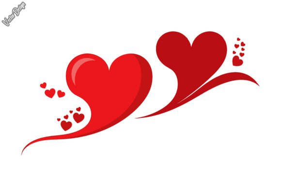 Dual Red Hearts with Decorative Tail: A Vector Symbol for Emotional Branding