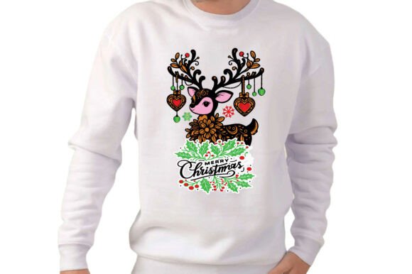 Floral Christmas Reindeer Decorative: An Elegant Holiday Asset