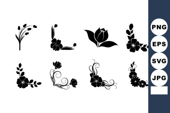Floral Corner Decorative Elements with B: Elegant Vectors