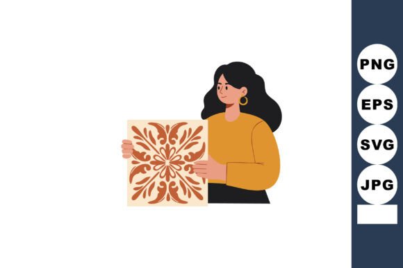 Woman Holding Decorative Tile with Brown: A Calm, Artisan Aesthetic